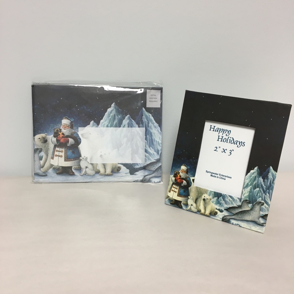 New Set Of 5 Iseburg Santa Photo Frame W Envelope